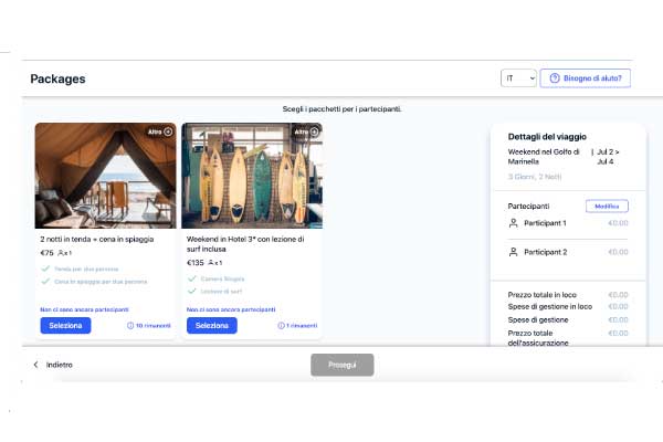 Prenotazione pacchetti Apical cloud
